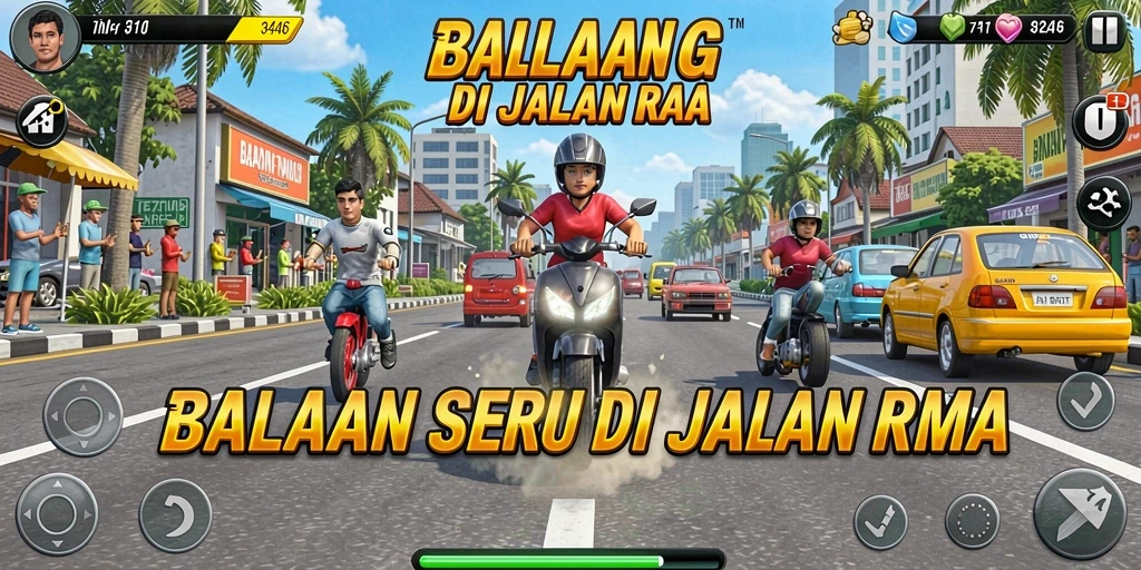 Tangkapan layar gameplay dari 3446 menampilkan balapan yang cepat dan menegangkan.