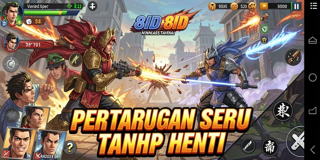 Screenshot utama 8ID menampilkan aksi pertarungan yang intens dan grafis yang menawan.