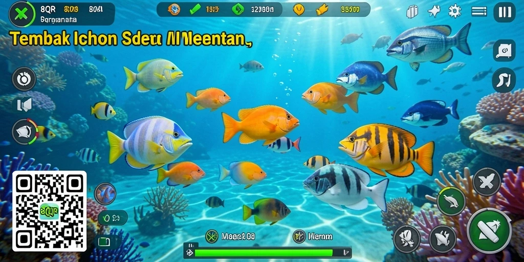 Gameplay seru saat menembak ikan dalam 8QR.