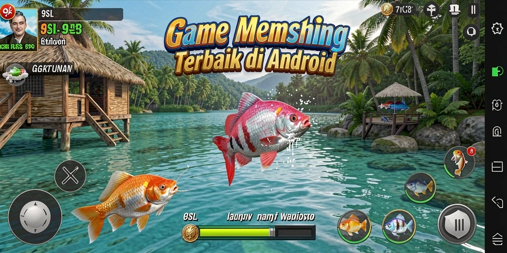 Tampilan gameplay dari 9SL yang menunjukkan aksi memancing di laut.