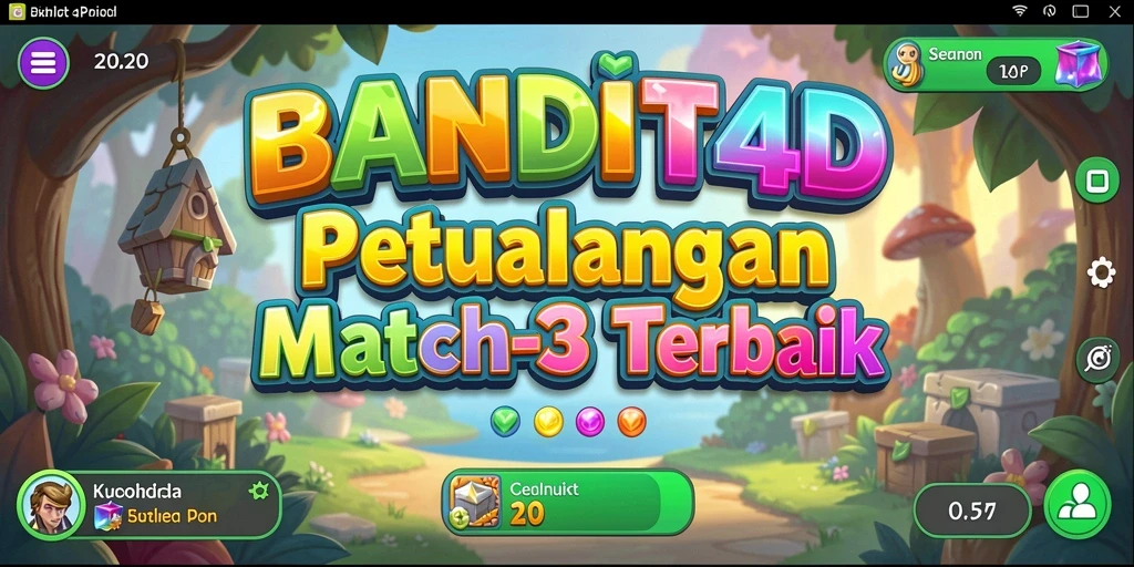 Tampilan gameplay BANDIT4D dengan berbagai permata warna-warni yang harus dicocokkan.