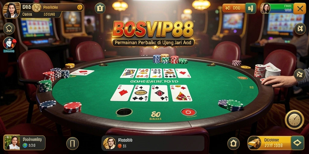 Screenshot gameplay <strong>BOSVIP88</strong> menampilkan serunya permainan Poker.