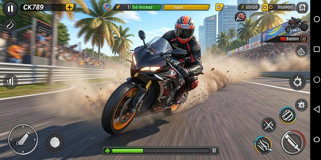Tampilan gameplay seru dari balapan motor di CK789.