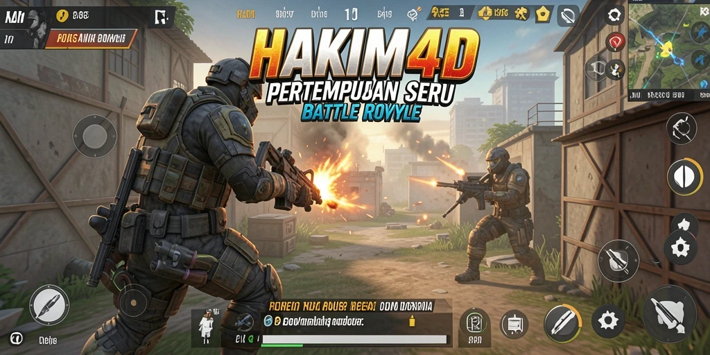 Tangkapan layar gameplay HAKIM4D menampilkan aksi pertempuran yang intens di medan perang.