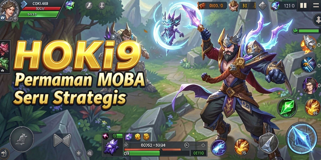 Screenshot HOKI9 menampilkan pertarungan intens di arena MOBA.