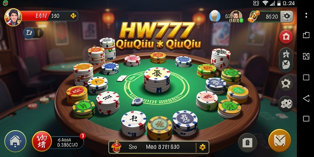 Screenshot HW777 yang menampilkan aksi seru dalam permainan QiuQiu.