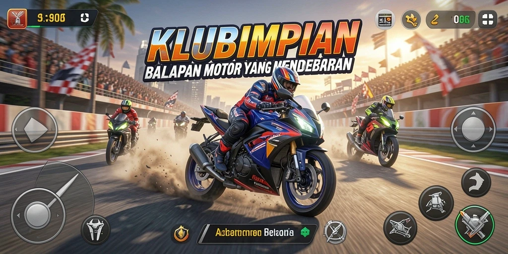 Gameplay seru balapan motor yang mendebarkan di KLUBIMPIAN.