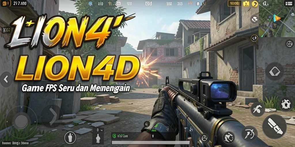 Tangkapan layar utama LION4D menampilkan aksi intens dalam pertempuran FPS.