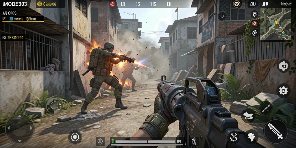 Tampilan gameplay seru dalam MODE303, aksi tak terlupakan di arena TPS.