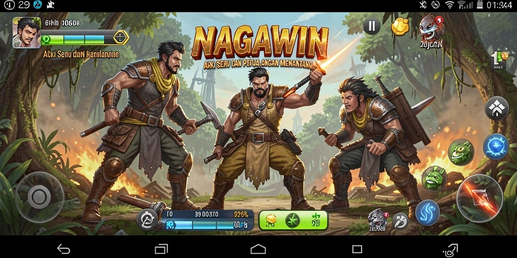 Tampilan aksi mengesankan dalam NAGAWIN yang menonjolkan gameplay yang dinamis.