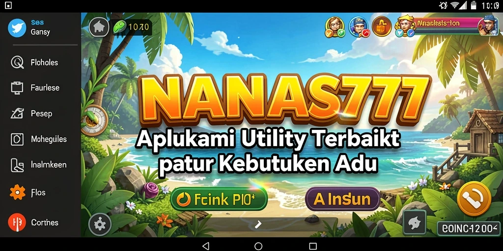 Tampilan antarmuka utama aplikasi Utility NANAS777 yang user-friendly.