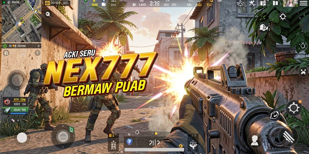 Screenshot gameplay NEX777 menunjukkan aksi menegangkan dalam TPS.