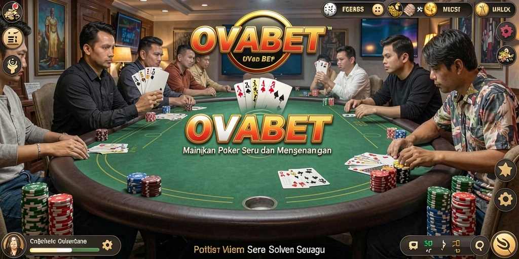 Tampilan seru gameplay poker di OVABET, penuh aksi dan strategi.