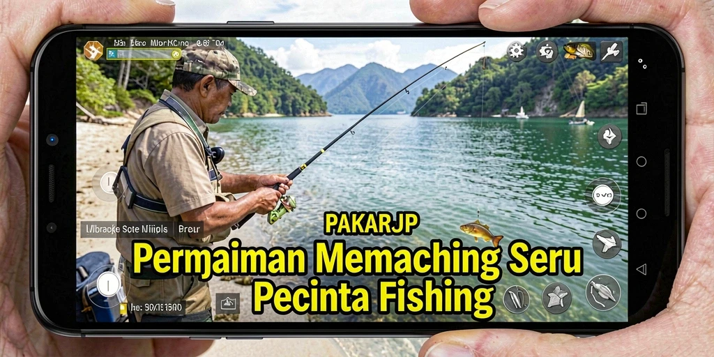 Screenshot gameplay PAKARJP menampilkan aksi memancing yang seru.