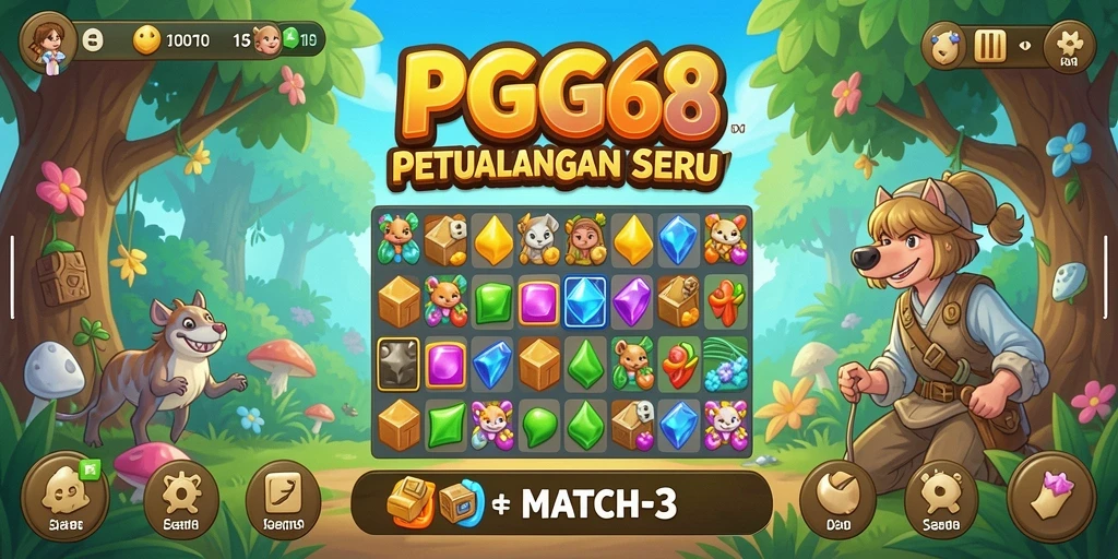 Screenshot PGG68 menampilkan gameplay seru Match-3 yang menantang.