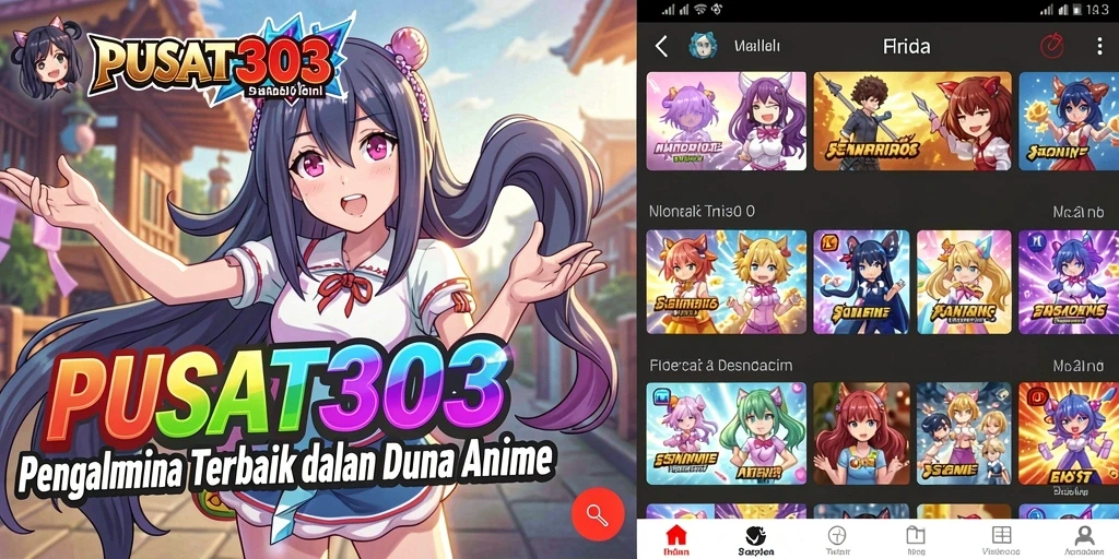 Tampilan gameplay PUSAT303 saat menonton anime dengan teman.