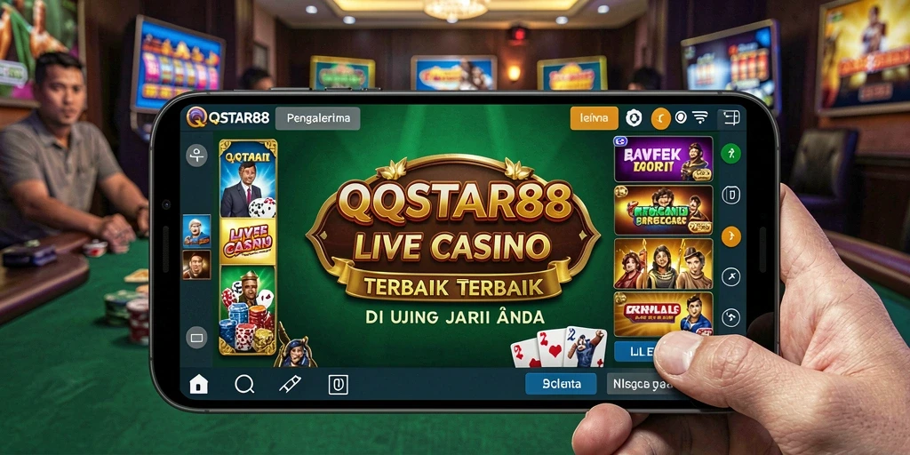 Screenshot QQSTAR88 menampilkan dealer profesional dan gameplay yang mendebarkan.