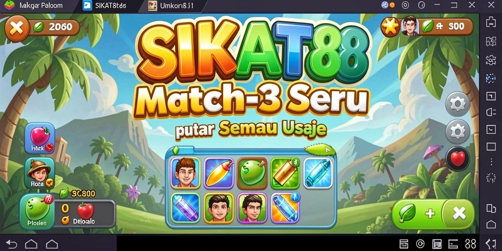 Tampilan gameplay SIKAT88 yang menawan dan penuh aksi Match-3.