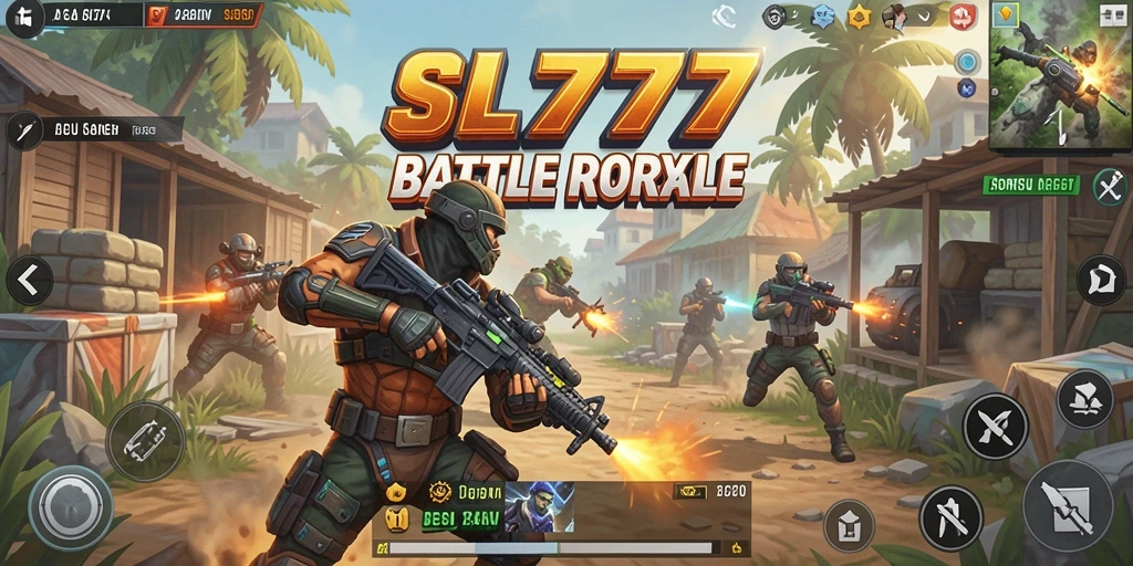 Screenshot gameplay SL777 menampilkan pertarungan seru dalam Battle Royale.