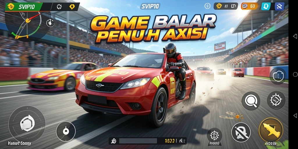 Tampilan gameplay SVIP10 dengan aksi balap yang mendebarkan.