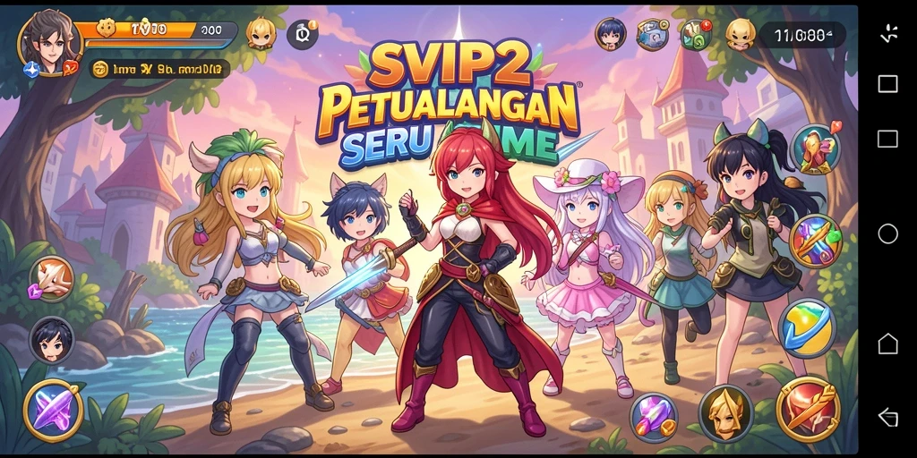 Tampilan gameplay seru dengan karakter anime yang menarik.
