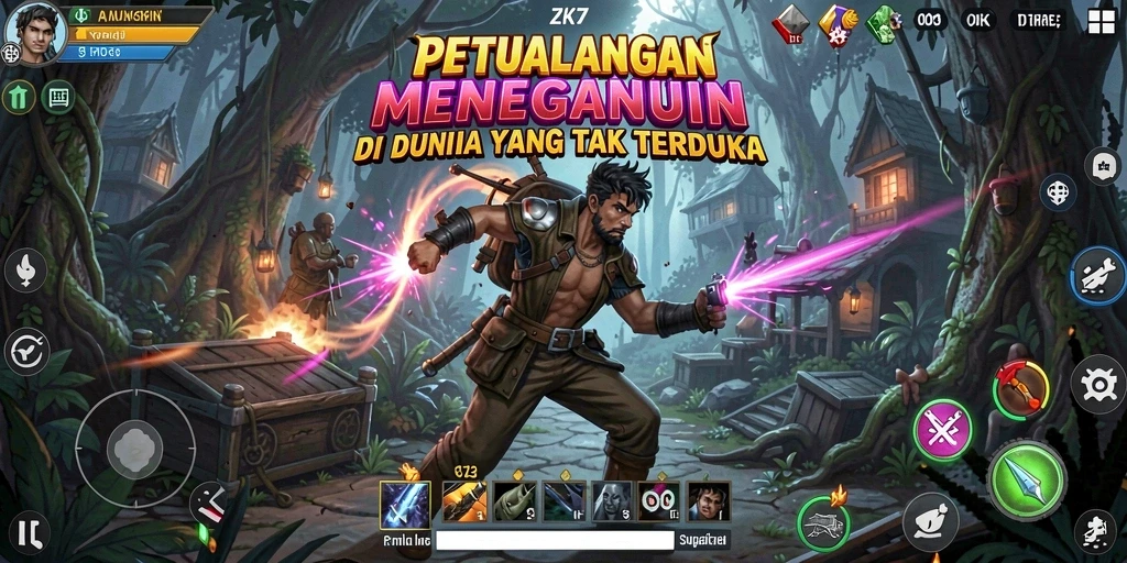 Tangkapan layar ZK7 menampilkan aksi seru dalam petualangan penuh tantangan.